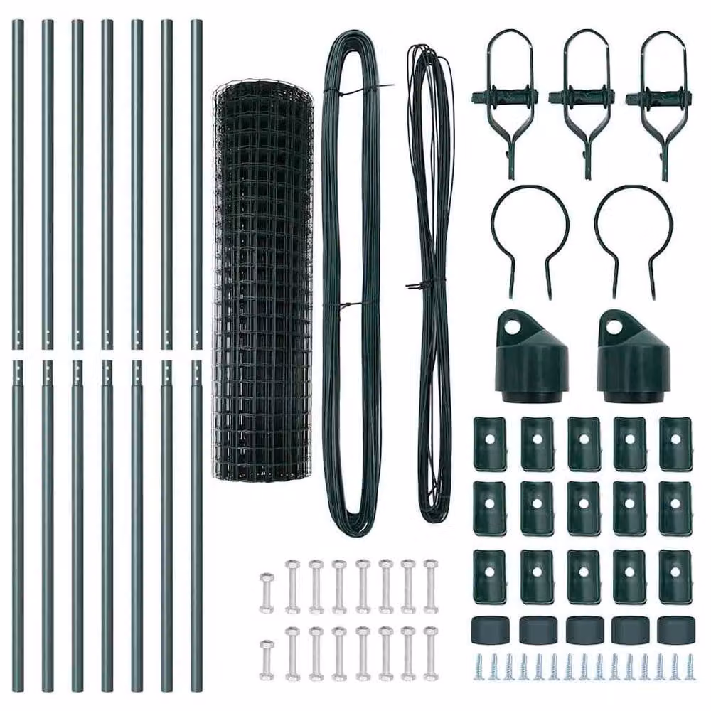 Berkfield Home Green Euro Fence with 7 Posts, Galvanised Steel, W: 10 m, H: 1.2 m – 5