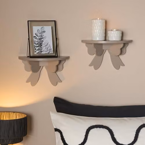 OHS 2 Pack Straight Wall Mounted Floating Shelves in Sand, W/D/H: 30 x 30 x 1.1 cm – 2