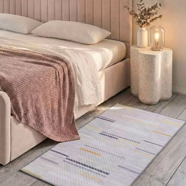 Wyld and Coco Grey and Yellow Abstract Polyester Rug, W: 80 cm, L: 150 cm