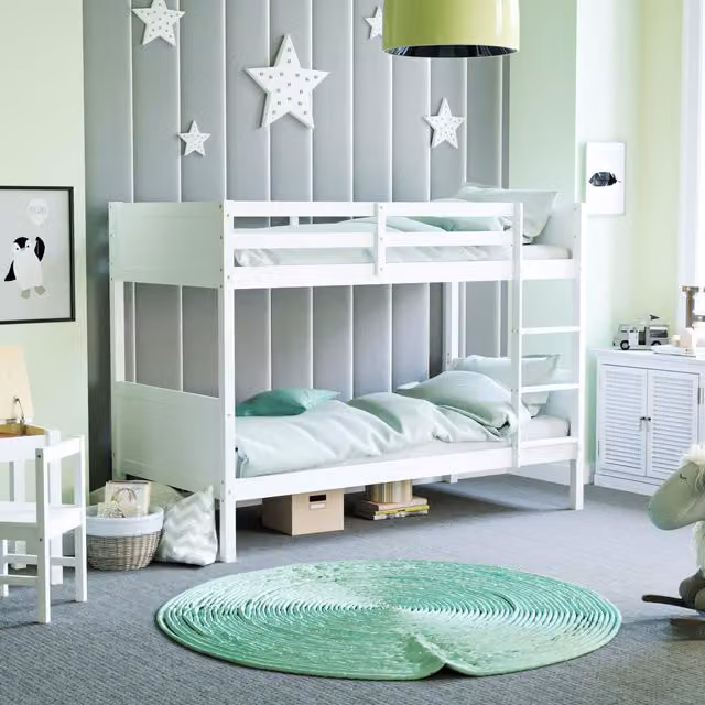 Vida Designs Gemini Detachable Bunk Bed in White Solid Pine Wood
