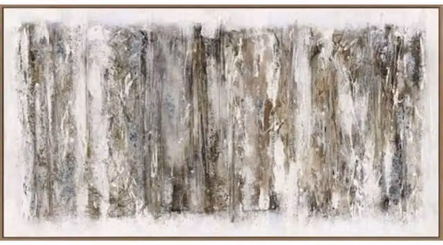 Lemon Pavilion Furniture and Decor Ethereal Abstract Hand Painted Canvas in Wood Frame, Multicolour and Brown, W150 x H80 x D5 cm