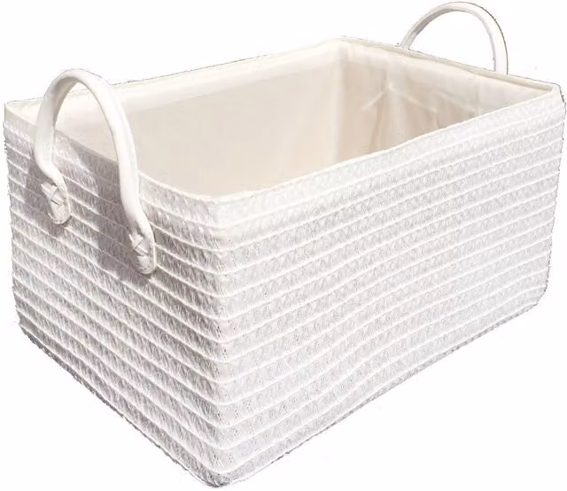 Topfurnishing White Baby Nursery Storage Basket with Handles