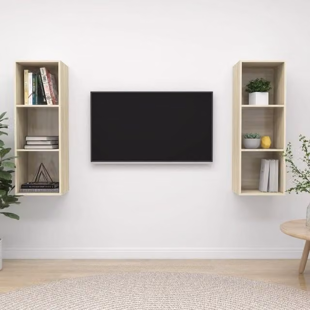 Berkfield Home Set of 2 Wall-mounted TV Cabinets in Sonoma Oak Brown