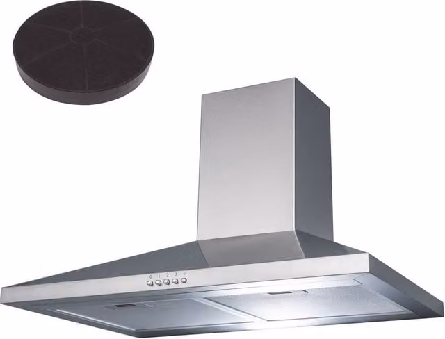 SIA Silver Stainless Steel Chimney Cooker Hood Extractor with Activated Carbon Filter, W: 60 cm, H: 66 cm, D: 55 cm – 1