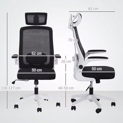 HOMCOM Executive Mesh Office Chair with Headrest and Armrests in Black – 2