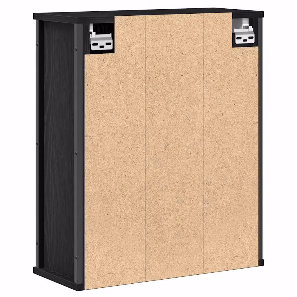 Berkfield Home Black Oak Bathroom Wall Cabinet with Mirror and Internal Shelves W/D/H: 50 x 21 x 60 cm – 6