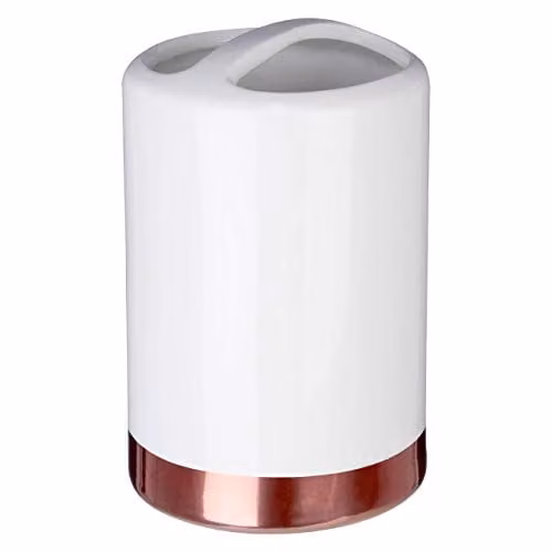 Premier Housewares White Ceramic and Plastic Freestanding Toothbrush Stand, H x W x D: 14 x 7 x 7 cm