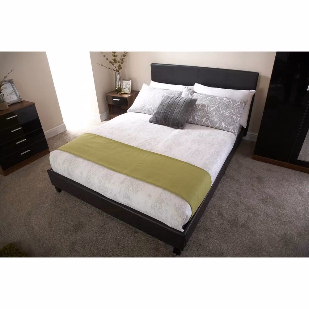 FORGEVIO King Size Upholstered Faux Leather Bed in Black, W/D/H: 180 x 200 cm – 3