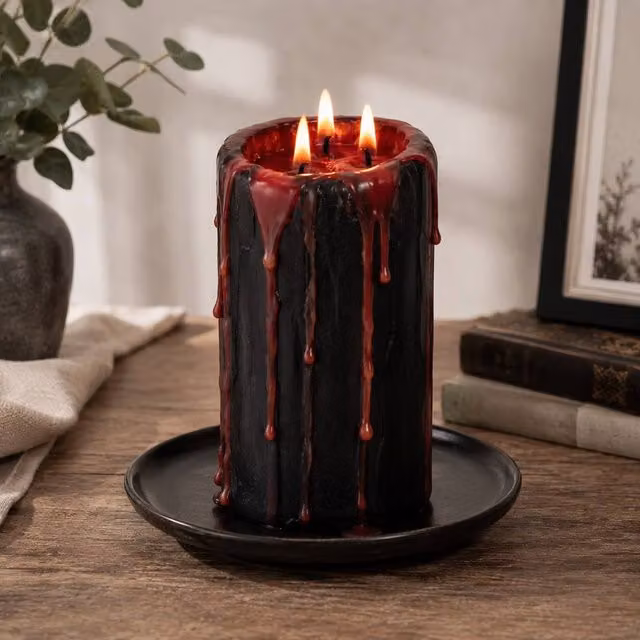 Marco Paul Black Vampire Blood Effect Pillar Candle, Height: 15 cm – 1