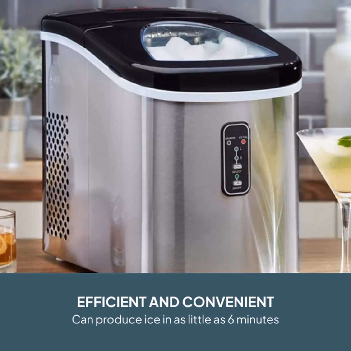Cooks Professional Ice Maker Machine with Ice Scoop and 2.2L Tank, Produces 14kg Per Day in Metallic Silver – 4