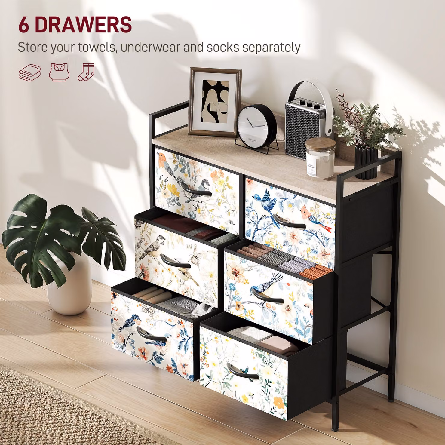 HOMCOM Modern White Metal 6-Drawer Chest of Drawers – 4