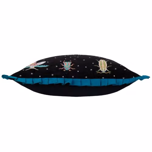 Wylder Tropics Darkling Beetles Embroidered Velvet Cushion in Black, W/D/H: 50 x 50 x 50 cm – 2