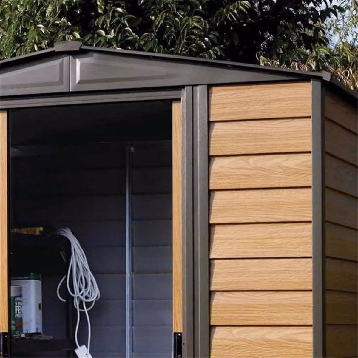 Cheshire Deluxe Woodvale Metal Shed with Floor in Natural Brown – 2