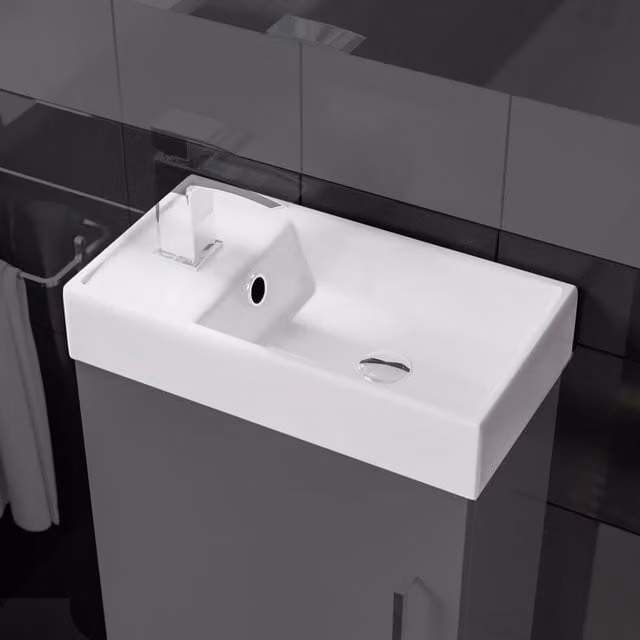 Nes Home White Ceramic Rectangular Countertop Basin with 1 Tap Hole W/D/H: 40 x 83 x 40 cm