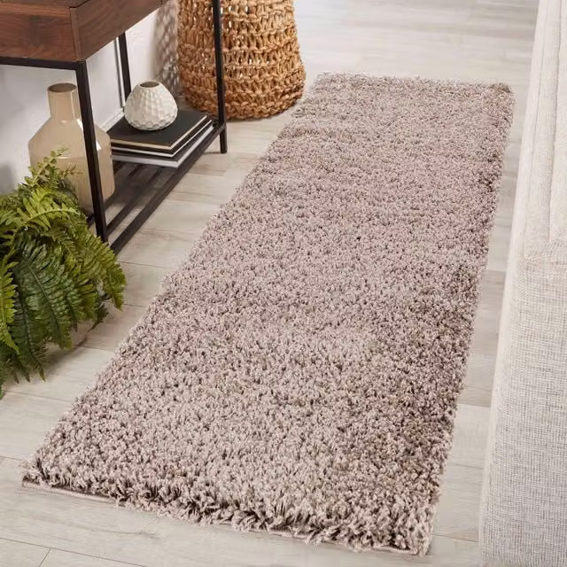 Desire Rugs Plain Fluffy Shaggy Area Rug, Beige, W: 60 cm, L: 220 cm