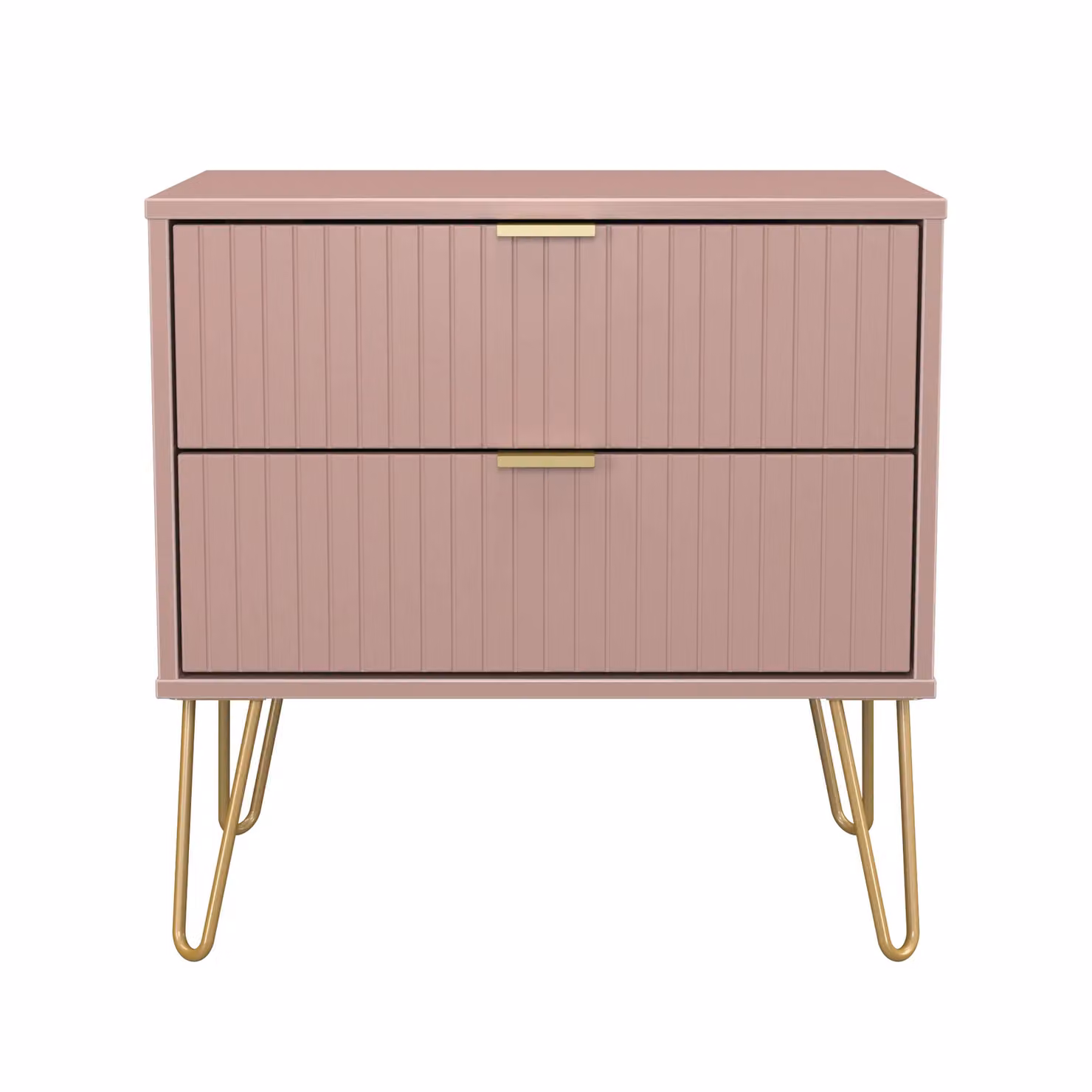 Ready Assembled 2 U Bexley 2 Drawer Side Table in Dusty Pink and Gold – 2