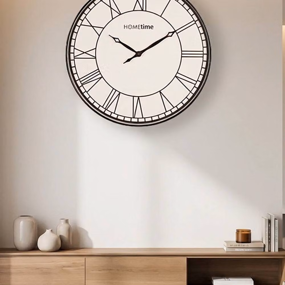 Garden Greatness Large Roman Dial Modern Analog Wall Clock in Black, White and Multicolour, Diameter: 50.5 cm – 2