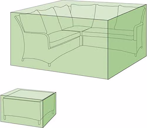 St Helens Home & Garden Water Resistant 2 Piece Small Corner Ottoman Stool Cover Set in Green