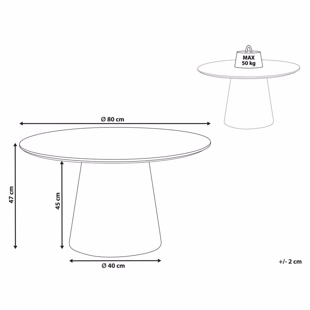 Wyld and Coco Round Black MDF Coffee Table, W/D/H: 80 x 80 x 47 cm – 3