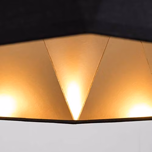 MiniSun Modern Black and Copper Geometric Round Fabric Floor Lamp Shade, Shade Width: 46 cm – 2