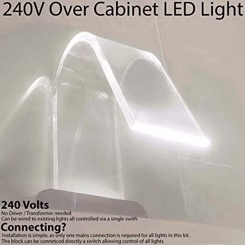 Loops Over Cabinet Curved Glass LED Light Kit in Natural White with Chrome Finish for Kitchen and Bathroom – 2