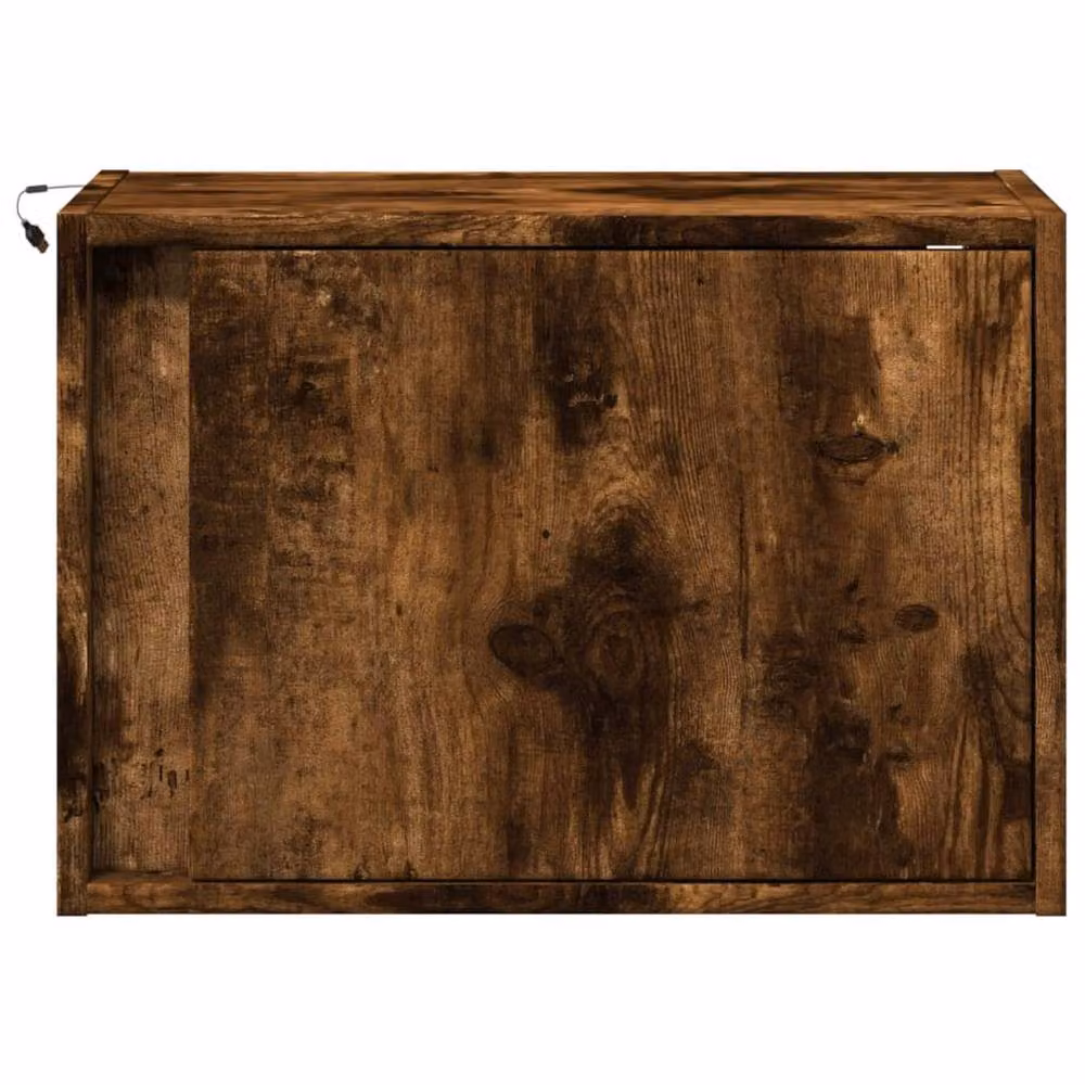 Berkfield Home Wall-mounted Bedside Cabinet with Integrated LED Lights in Smoked Oak Brown – 6