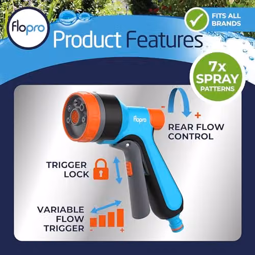 FLO-PRO Multi Spray Gun with 7 Patterns and Flow Control in Blue and Multicolour – 4