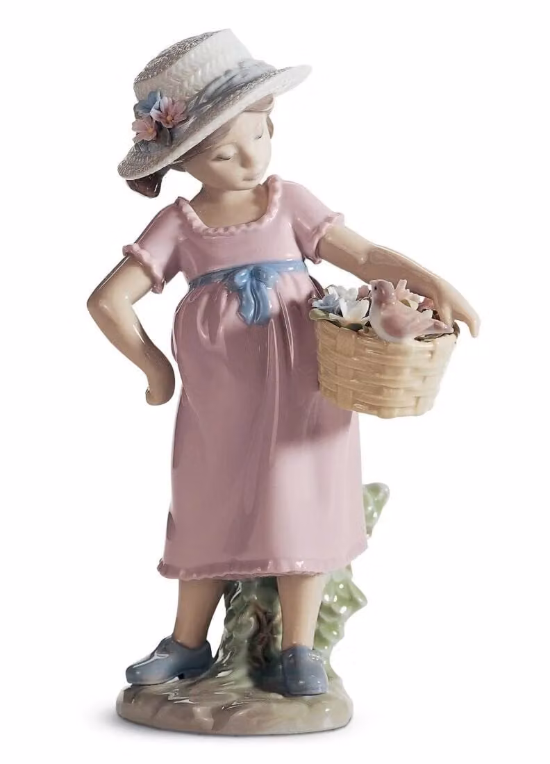 Lladró Youre so Cute Girl Porcelain Figurine in Pink