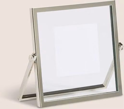 M&S Silver Skinny Metal Easel Photo Frame, Square Tabletop Design, 7.62 x 7.62 cm