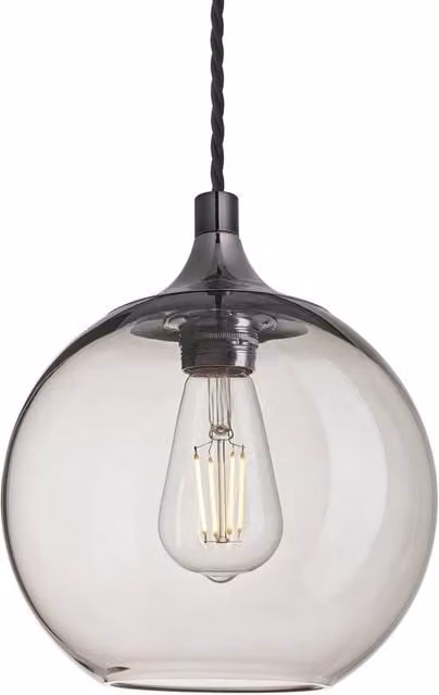Industville Chelsea Smoked Glass Globe Pendant Light in Mocha and Black