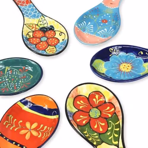 Verano Spanish Ceramics Hand Painted Blue Floral Ceramic Spoon Rest – 2