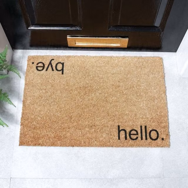 Artsy Mats Hello Bye Doormat in Black and Brown, W: 60 cm, D: 40 cm – 1
