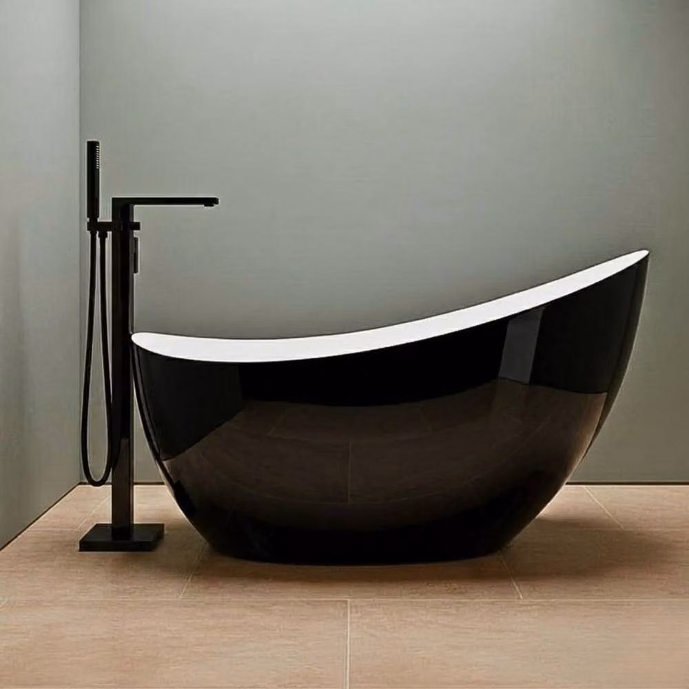 Balterley Modern Oval Freestanding Acrylic Slipper Bath in Black W/D/H: 170 x 70 x 86 cm – 2