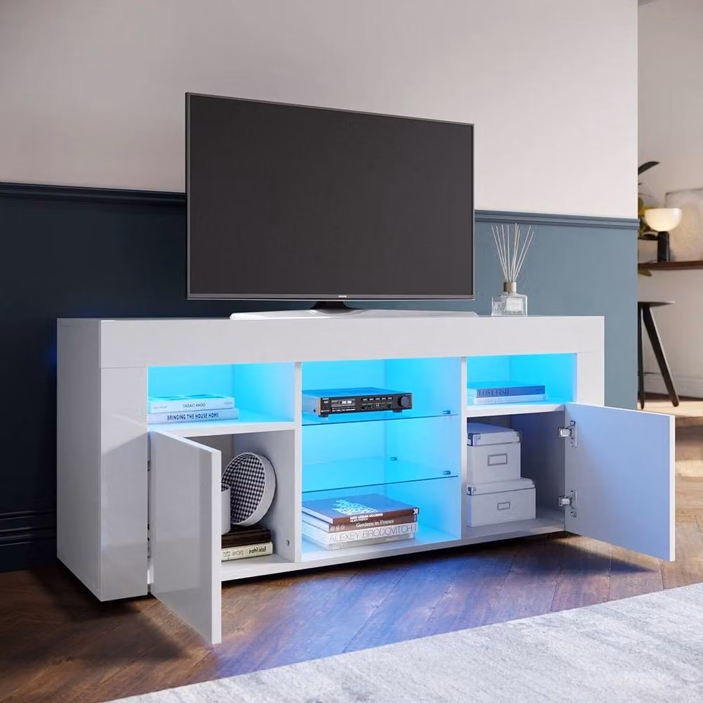 FLAVORA High Gloss TV Stand White W/D/H: 120 x 50 x 35 cm – 3