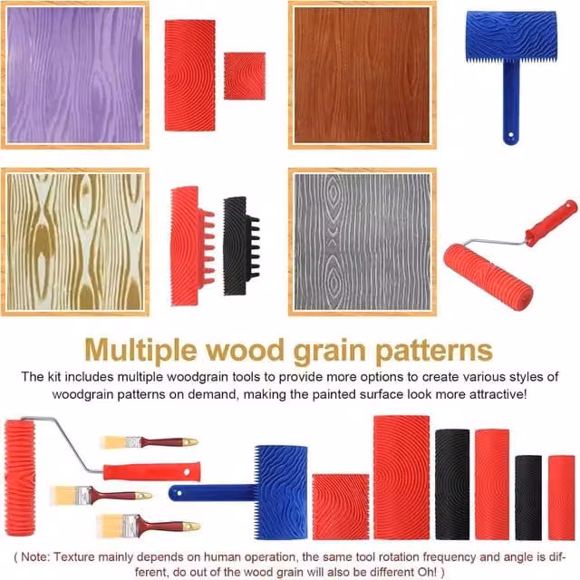 EONLION 8-Piece Wood Graining Tool Set in Red