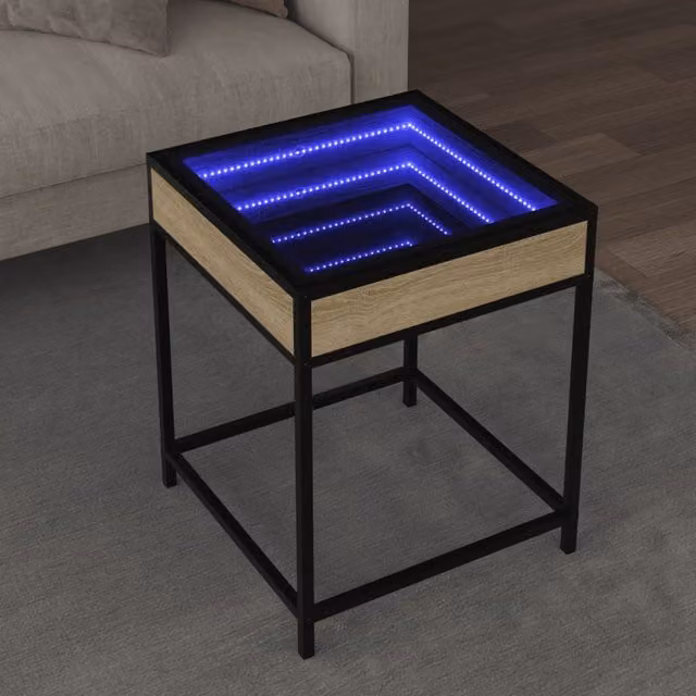 Berkfield Home Infinity LED Coffee Table in Sonoma Oak Brown, W/D/H: 40 x 40 x 51 cm – 1
