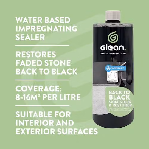 GLEAN Black Stone Restorer and Sealer, 1 Litre, Waterproof Impregnating Sealant for Black Limestone, Slate, Marble and Concrete – 2