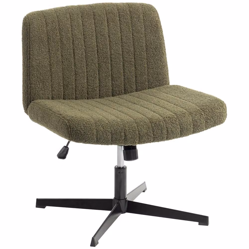 HOMCOM Green Bouclé Upholstered Task Chair with 360 Degree Swivel for Home Office – 2