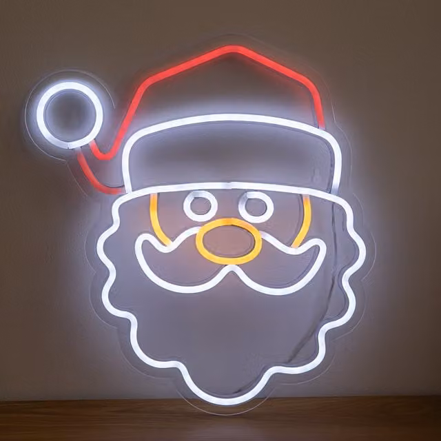 Samuel Alexander Multicolour Santa Neon-Style LED Light Up Christmas Decoration with USB Power Cable, Height: 35 cm