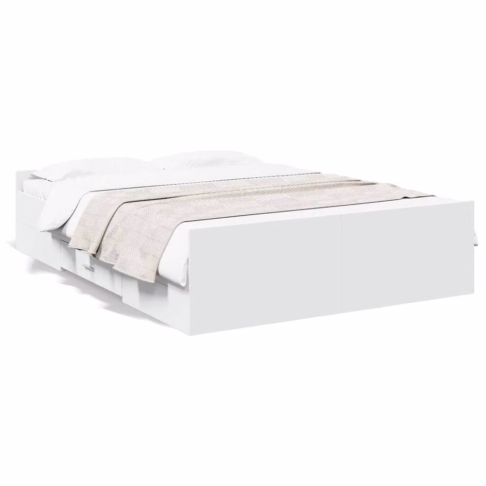 Berkfield Home Modern Bed Frame with Drawers in White, W/D/H: 140 x 190 cm – 2