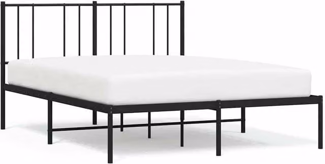 Berkfield Home Metal Bed Frame with Headboard in Black, W/D/H: 120 x 200 cm – 1