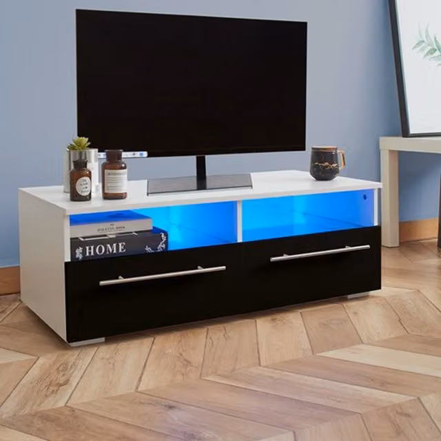 Westwood Modern High Gloss LED TV Cabinet with Glass in Black and White