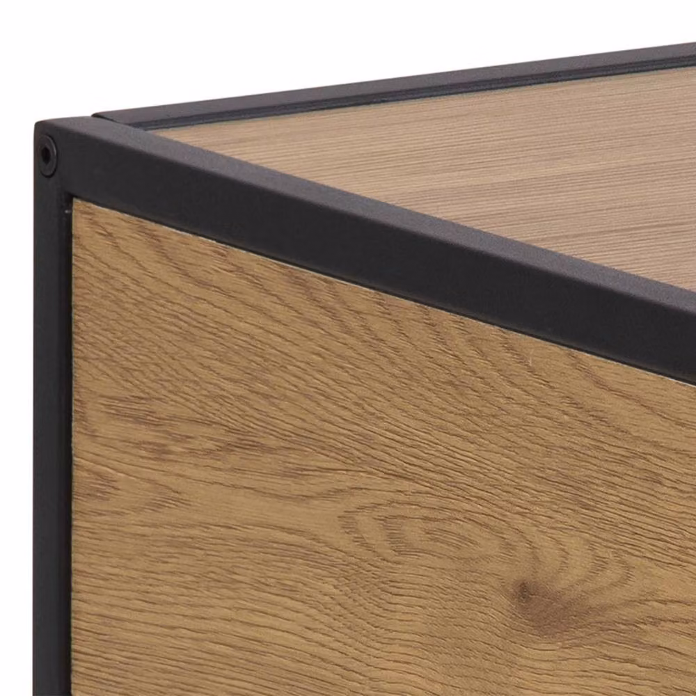 Wyld Haus El Paso Bedside Table with 1 Drawer, Wild Oak Top and Black Steel Base, Natural/Black/Brown, W/D/H: 35 x 35 x 63 cm – 3