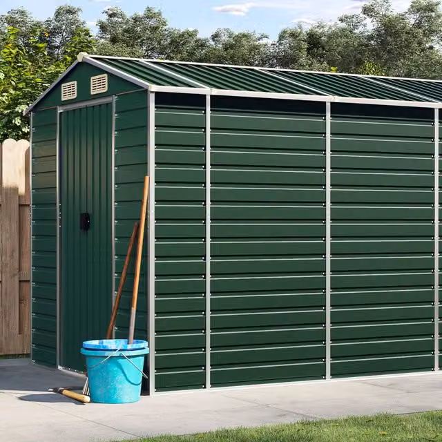 Berkfield Home Green Galvanised Steel Garden Shed W/D/H: 191 x 555 x 198 cm – 1