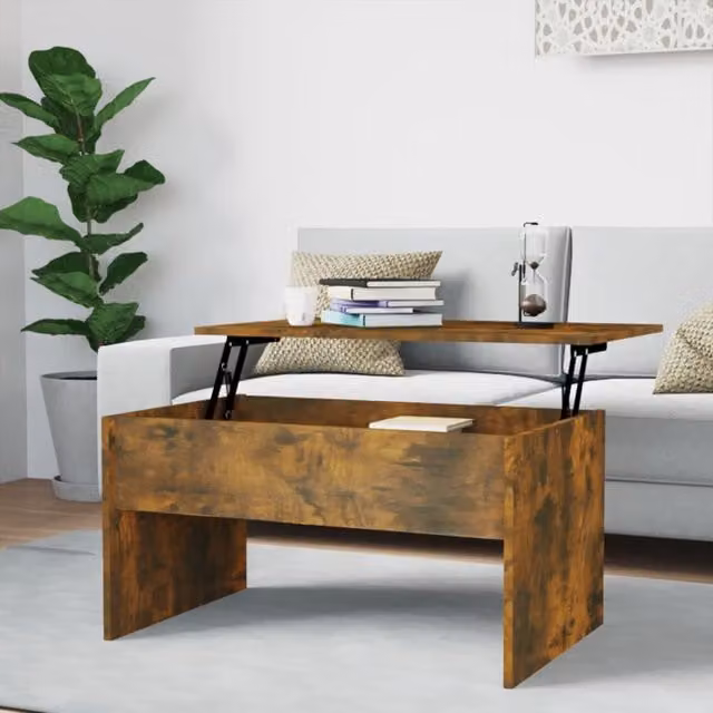 Berkfield Home Modern Smoked Oak Coffee Table in Brown, W: 80 cm, D: 50.5 cm, H: 41.5 cm – 1