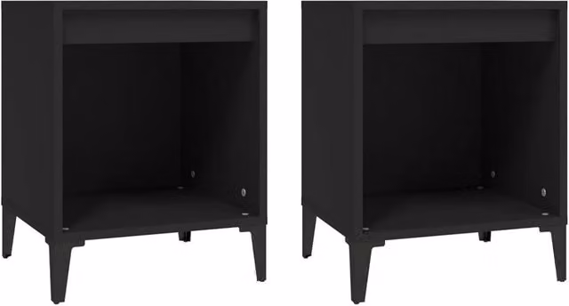 Berkfield Home Set of 2 Black Modern Bedside Cabinets, W/D/H: 40 x 35 x 50 cm