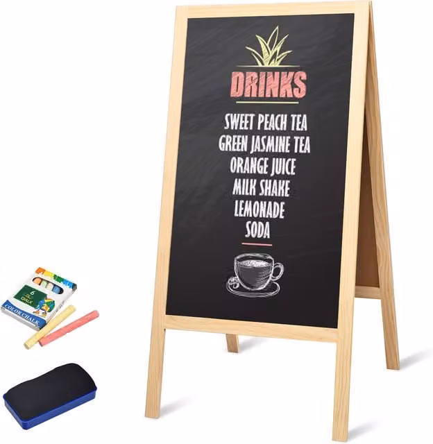 COSTWAY Double-Sided Foldable Advertising Chalkboard in Black