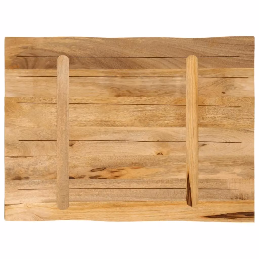 Berkfield Home Table Top Live Edge Solid Wood Rough Mango in Brown W: 70 cm, D: 60 cm, H: 3.8 cm – 3