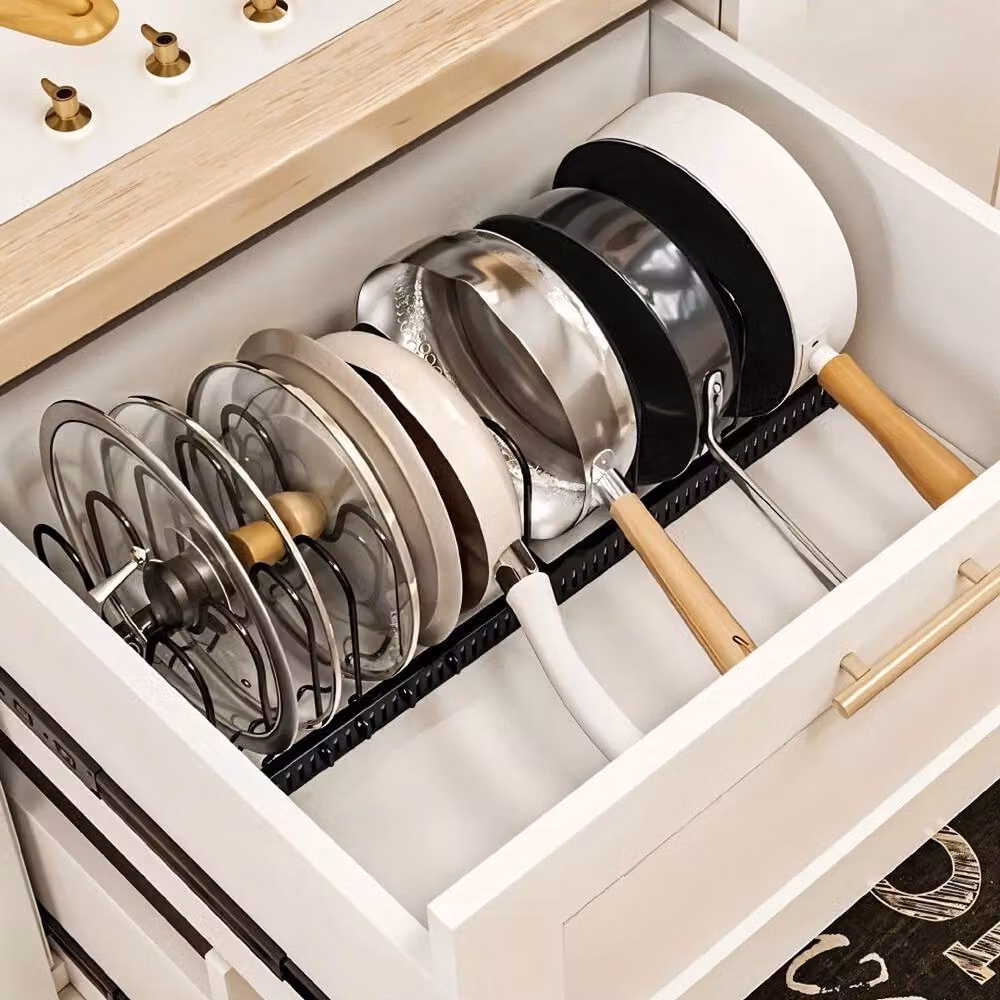 KORVIXA 12 Tier Pot Pan and Saucepan Lid Storage Rack Holder in Black, W/D/H: 100 x 100 x 100 cm – 3