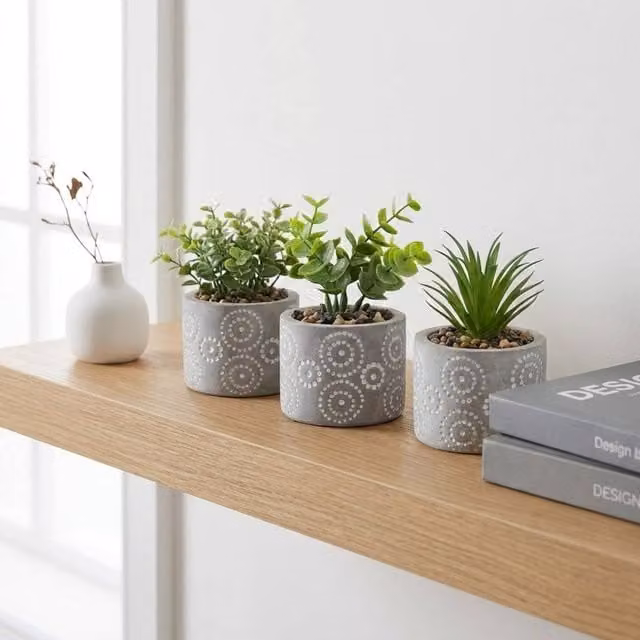 Garden Greatness Decorative Faux Succulent Trio in Multicolour and Grey, 3 Pack